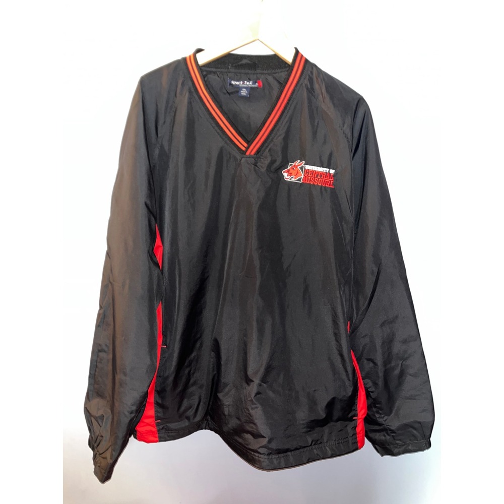 Sport-Tek University of Central Missouri Mules‎ V-Neck Windshirt Black Red 2XL